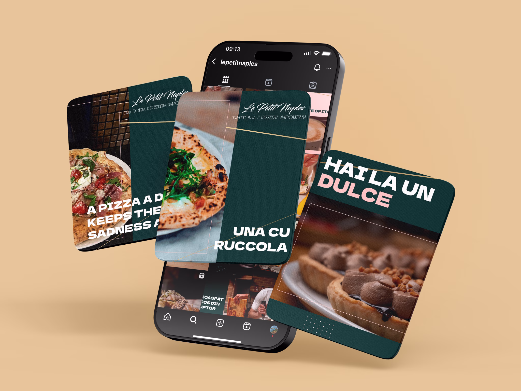 Le Petit Naples restaurant branding, social media and marketing design by AK Visuals